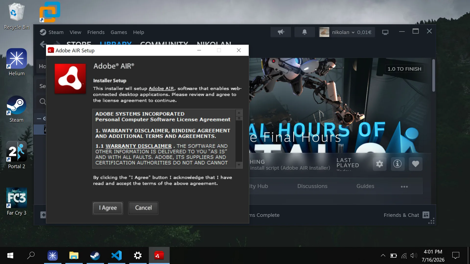 An outdated Adobe AIR installer appears